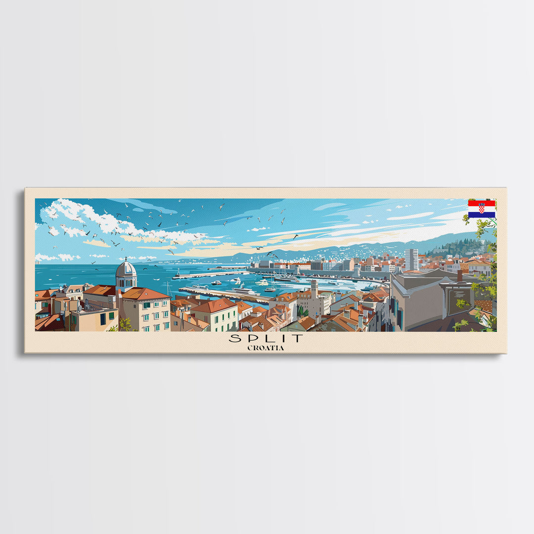 Split Croatia Travel Print Wall Art, Panoramic City Art, Travel Art, Wall Decor, Vacation Gift, Framed Canvas Print Or Metal Art