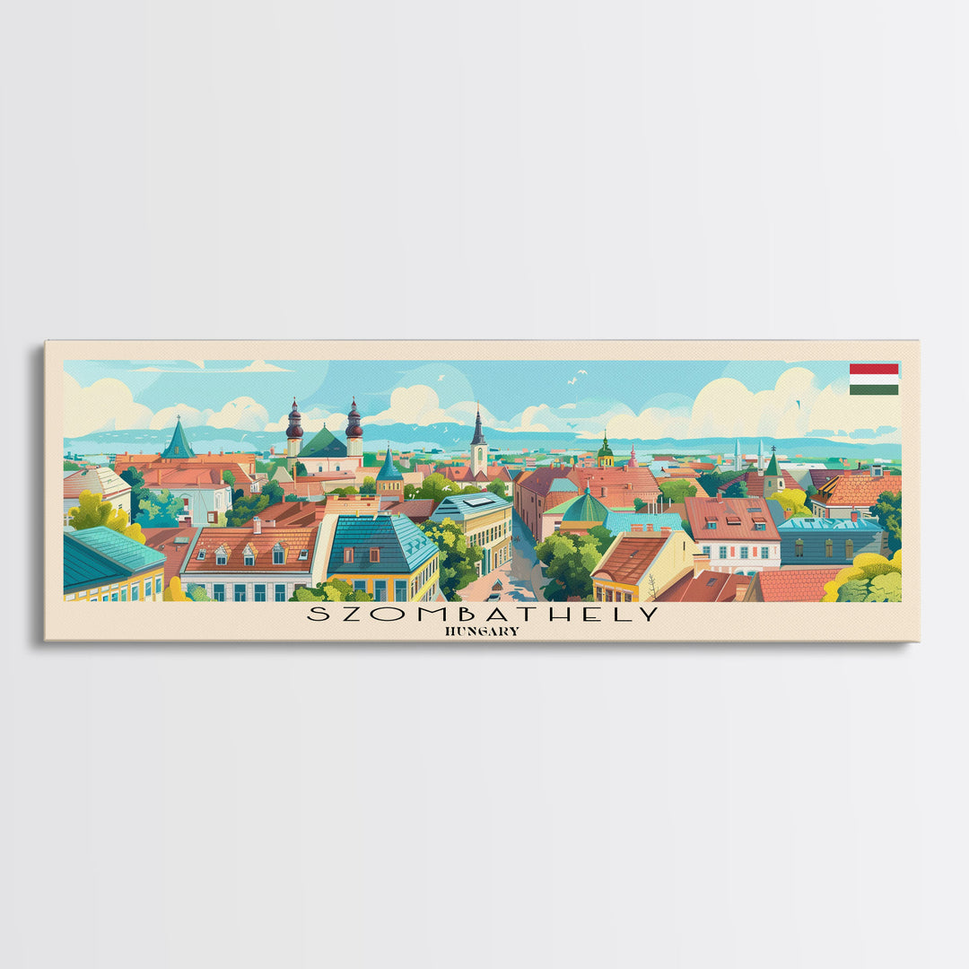 Szombathely Hungary Travel Print Wall Art, Panoramic City Art, Travel Art, Wall Decor, Vacation Gift, Framed Canvas Print Or Metal Art