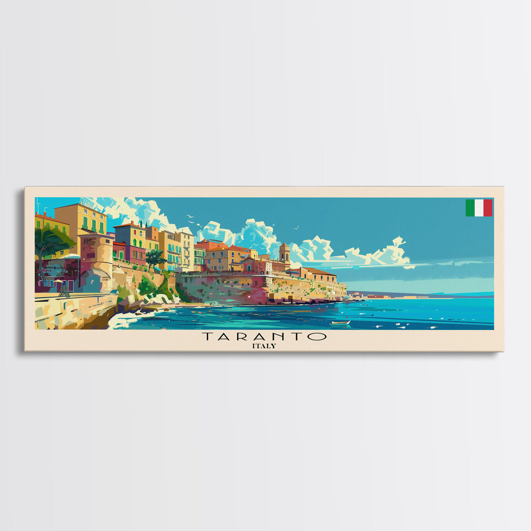 Taranto Italy Travel Art, City Art, Framed Canvas Print or Metal Wall Art, Europe Travel Poster, Panoramic Wall Art, Extra Wide Wall Art