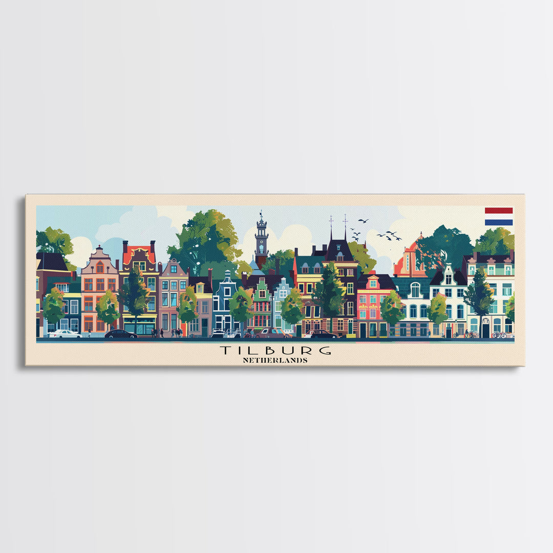 Tilburg Netherlands Wall Art, Panoramic Travel Poster, Panoramic Framed Canvas Print, City Wall Art, Wall Hanging Home Decor, Travel Art