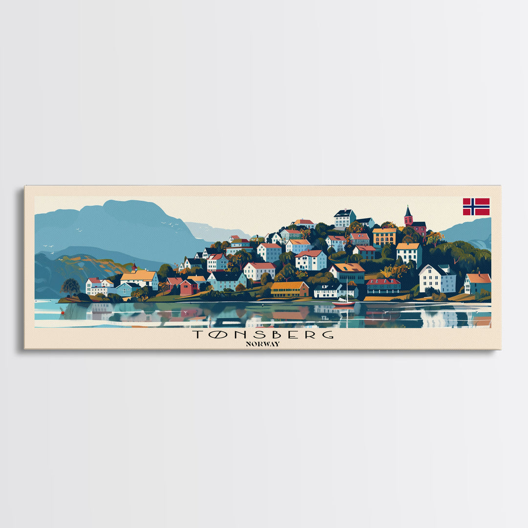 Tųnsberg Norway Travel Print Wall Art, Panoramic City Art, Travel Art, Wall Decor, Vacation Gift, Framed Canvas Print Or Metal Art