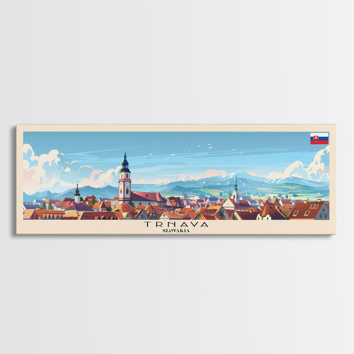 Trnava Slovakia Wall Art, Panoramic Travel Poster, Panoramic Framed Canvas Print, City Wall Art, Wall Hanging Home Decor, Travel Art