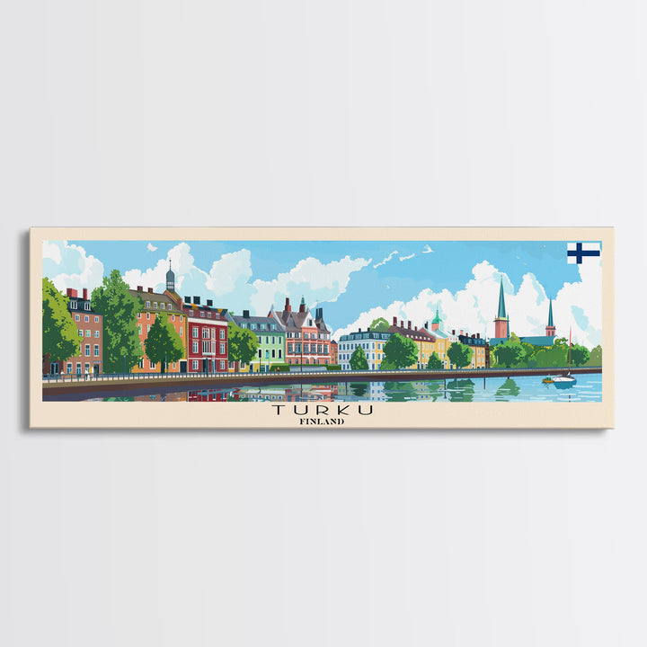 Turku Finland Wall Art, Panoramic Travel Poster, Panoramic Framed Canvas Print, City Wall Art, Wall Hanging Home Decor, Travel Art