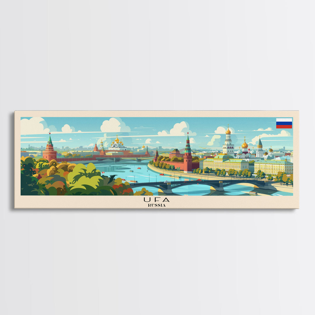 Ufa Russia Wall Art, Panoramic Travel Poster, Panoramic Framed Canvas Print, City Wall Art, Wall Hanging Home Decor, Travel Art