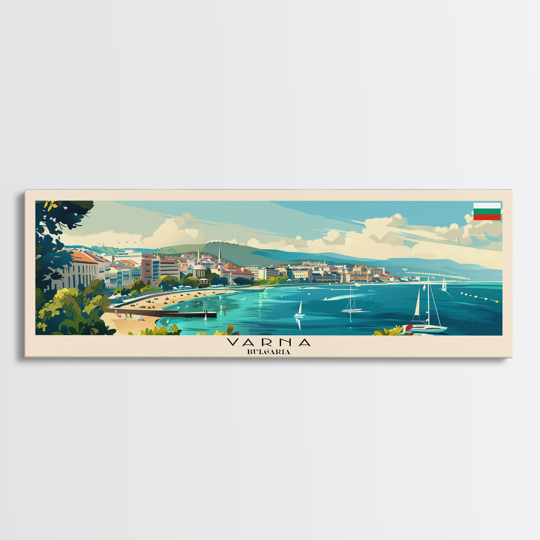 Varna Bulgaria Wall Art, Panoramic Travel Poster, Panoramic Framed Canvas Print, City Wall Art, Wall Hanging Home Decor, Travel Art