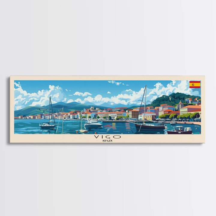 Vigo Spain Wall Art, Panoramic Travel Poster, Panoramic Framed Canvas Print, City Wall Art, Wall Hanging Home Decor, Travel Art