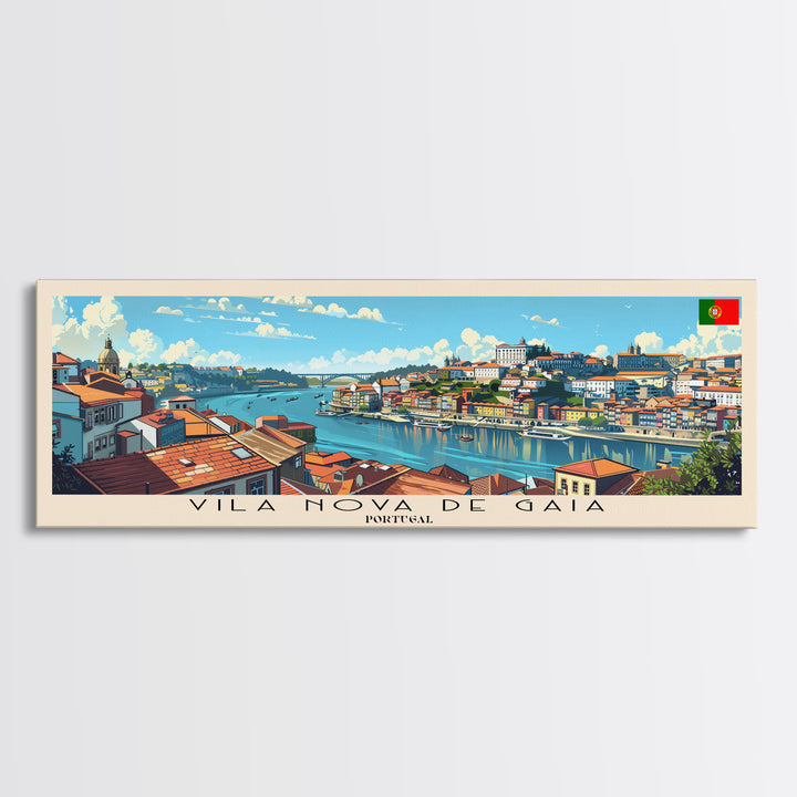 Vila Nova de Gaia Portugal Travel Print Wall Art, Panoramic City Art, Travel Art, Wall Decor, Vacation Gift, Framed Canvas Print Or Metal Art