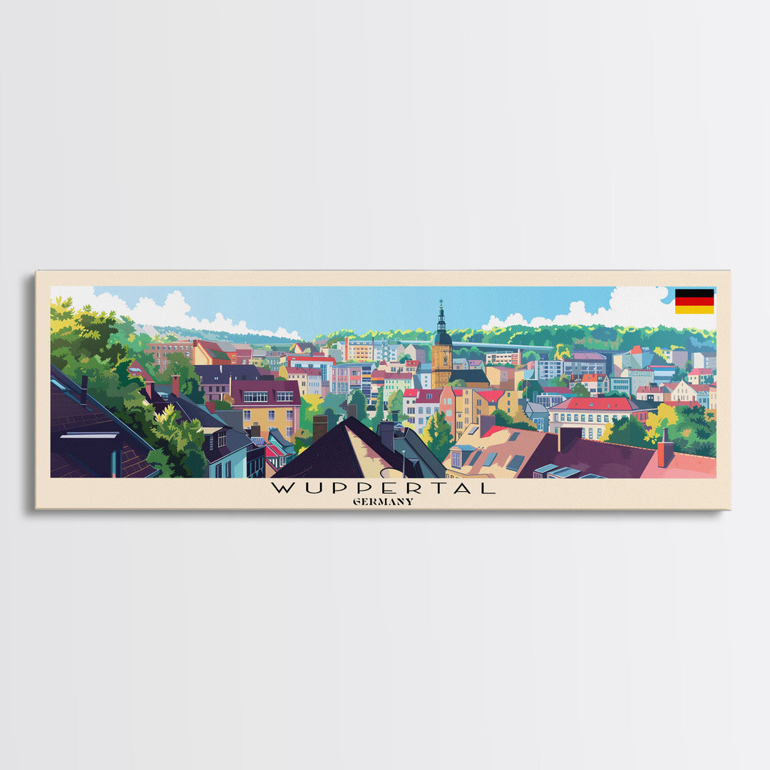 Wuppertal Germany Travel Art, City Art, Framed Canvas Print or Metal Wall Art, Europe Travel Poster, Panoramic Wall Art, Extra Wide Wall Art