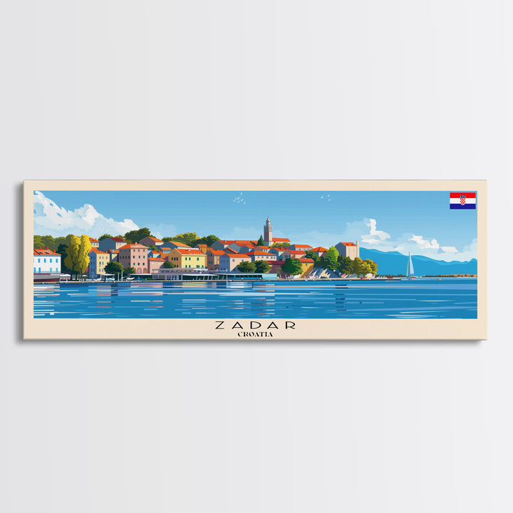 Zadar Croatia Travel Print Wall Art, Panoramic City Art, Travel Art, Wall Decor, Vacation Gift, Framed Canvas Print Or Metal Art