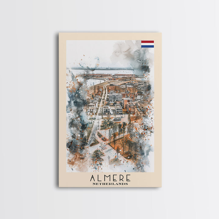 Almere Netherlands Modern City Travel Poster Art, Framed Canvas Print, Unique Wall Art for Living Room, Bedroom Decor, Home Decoration