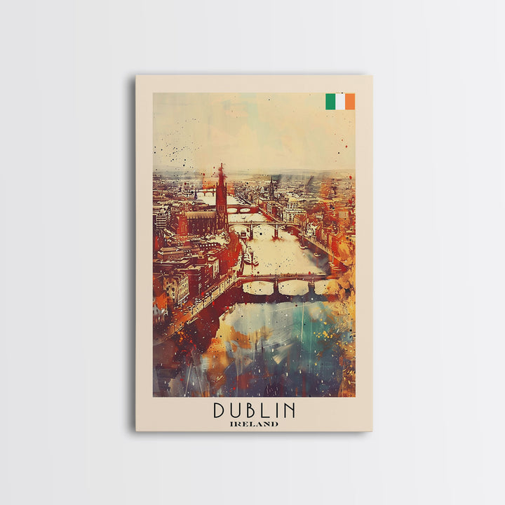 Vibrant Dublin, Ireland Framed Canvas Print. Perfect Wall Art for Living Room or Bedroom Decor, Captivating Travel Poster Art.