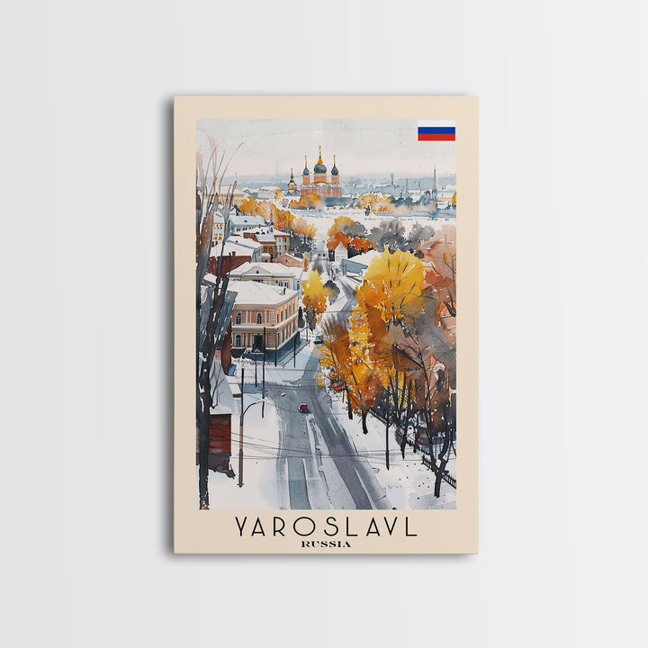 Yaroslavl Russia Travel Poster Framed Canvas Print, Watercolor Painting, Scenic Wall Art, Home Decor, Russian Landscape, Perfect Gift Idea