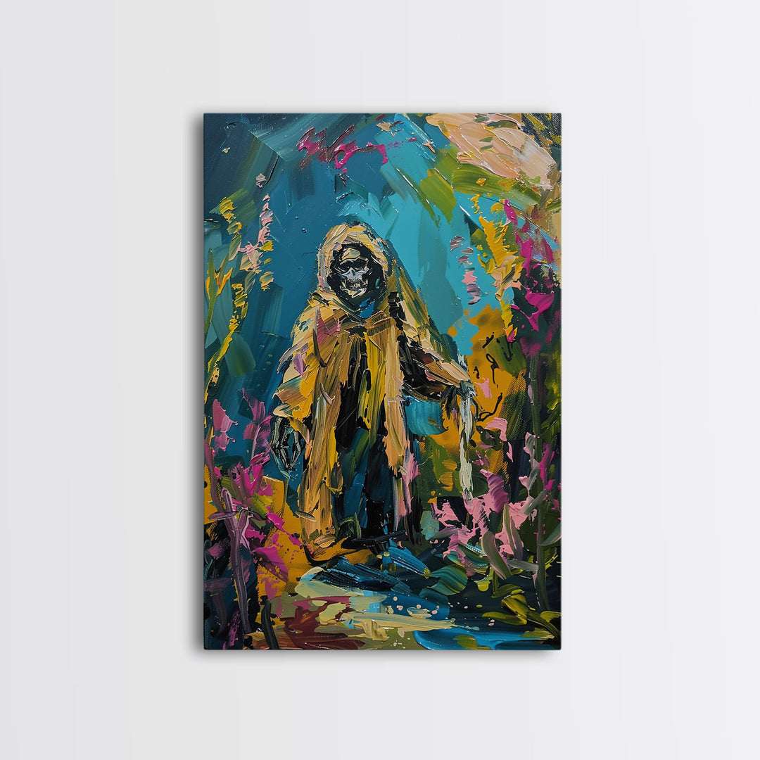 The Ghost Fisherman, Creepy Halloween Art, Framed Canvas Print