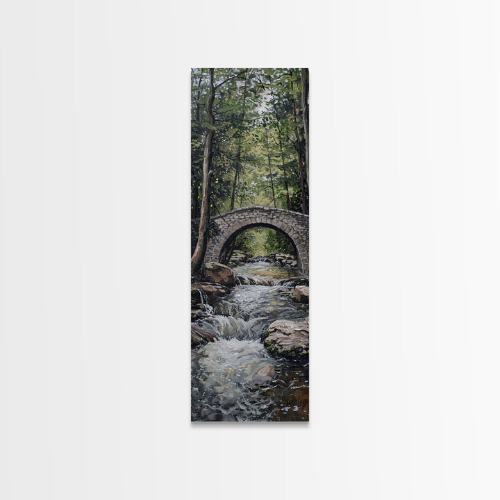 The Autumn Bridge, Framed Canvas print, New England Landscape Painting Print, Wall Art, Home Decor