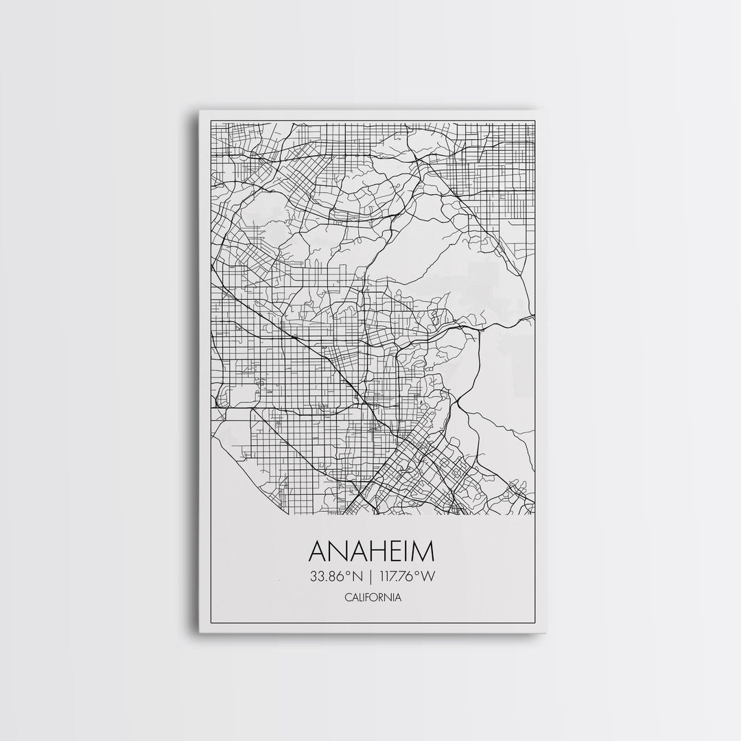 Anaheim Street Map, California Map, City Map Wall Decor, Travel Map, Minimalist, Modern Art, Wall Art, Canvas Print, Canvas Wall Art