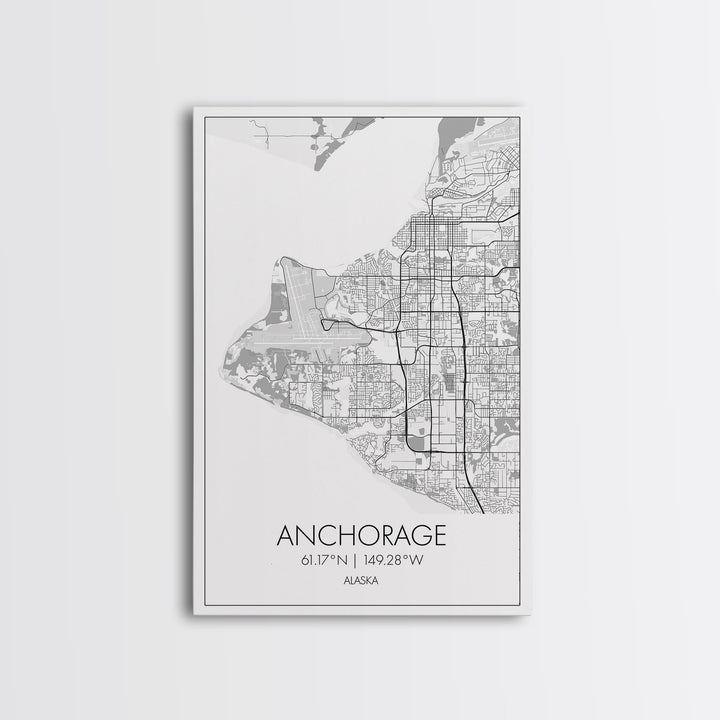 Anchorage Street Map, Alaska Map, Travel Wall Art, City Map Wall Art, Bedroom Art, Modern Art, Wall Art, Canvas Print, Canvas Wall Art