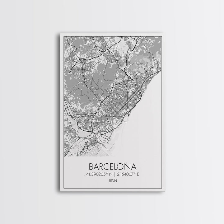 Barcelona Street Map, Spain Map, City Wall Art, Europe Travel Art, Anniversary Gift, Modern Art, Wall Art, Canvas Print, Canvas Wall Art