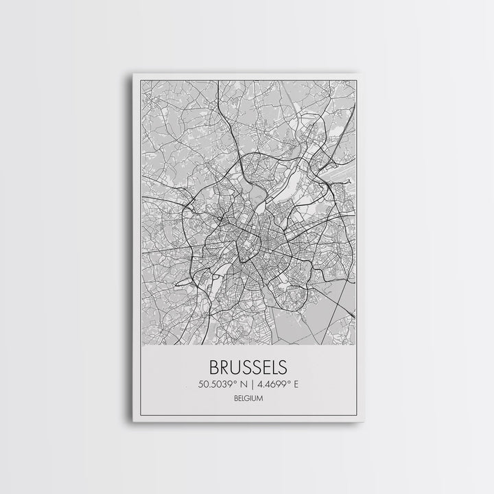 Brussels Street Map, Belgium Map, City Map Art, Modern Art, Wall Art, Canvas Print, Canvas Wall Art, Birthday Gift, Living Room Décor