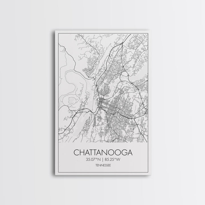 Chattanooga Street Map, Tennessee Map, City Map Art, Modern Art, Wall Art, Canvas Print, Canvas Wall Art, Office Wall Art, Travelling Gifts