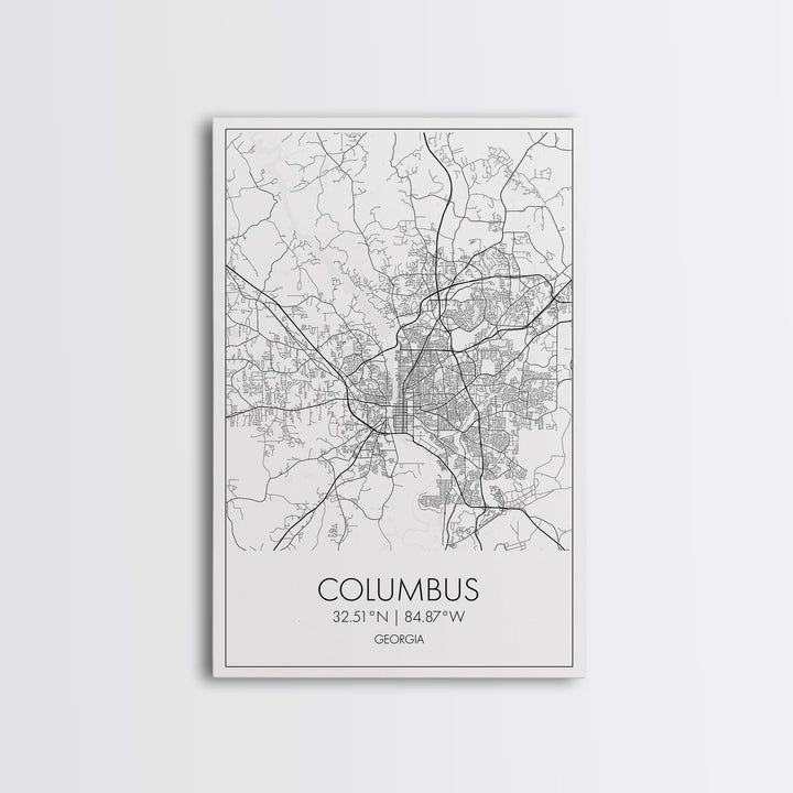 Columbus Street Map, Georgia Map, City Map Art, Minimalist Art, Wall Art, Canvas Print, Canvas Wall Art, City Wall Art, Travel Wall Print