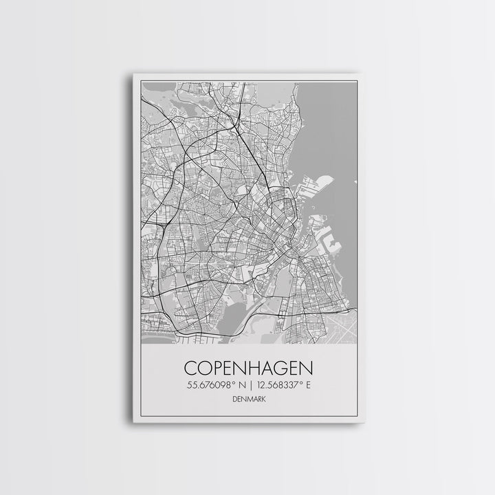 Copenhagen Street Map, Denmark Map, Europe City Map Art, Minimalist Art, Wall Art, Canvas Print, Travel Wall Art, Pilots Gift. Home Décor