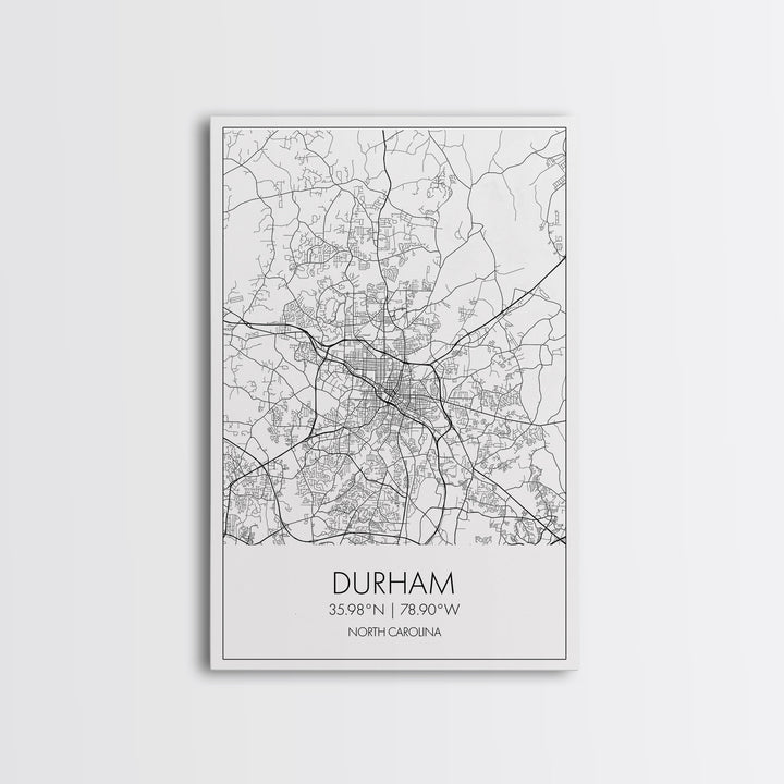 Durham Street Map, North Carolina Map, City Map Art, Minimalist Art, Wall Art, Canvas Print, Traveler Gift, Travel Wall Décor