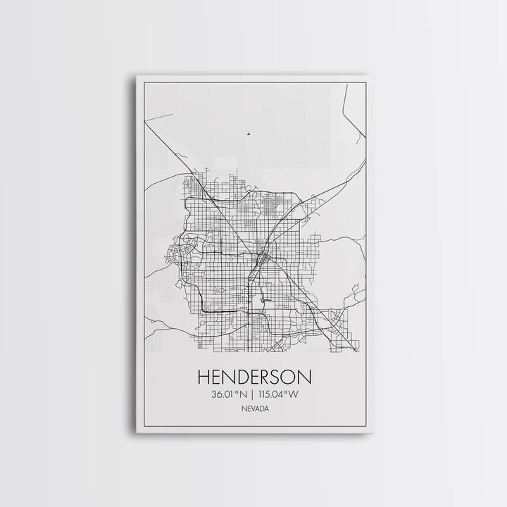 Henderson Street Map, Nevada Map, City Map Art, Minimalist Wall Art, Wall Art, Canvas Print, Gifts For Her, Travel Art, Man Cave Art,