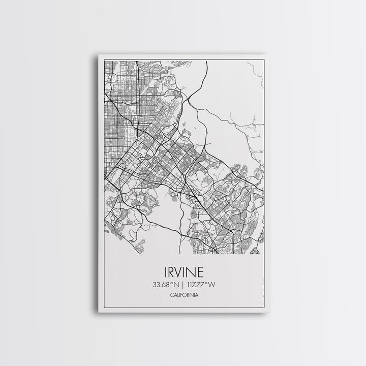 Irvine Street Map, California Map, City Map Art, Minimalist Art, Wall Art, Canvas Print, Travel Wall Print, Gift For Her, Home Office Art