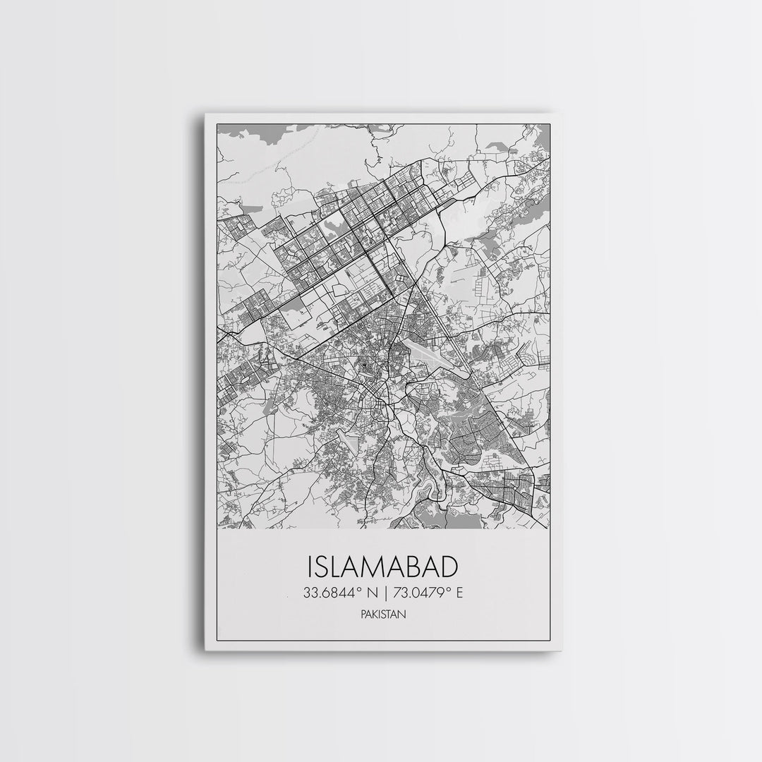 Islamabad Street Map, Pakistan Map, City Map Art, Minimalist Art, Wall Art, Canvas Print, Travel Lover Gift, Living Room Art, Travel Prints