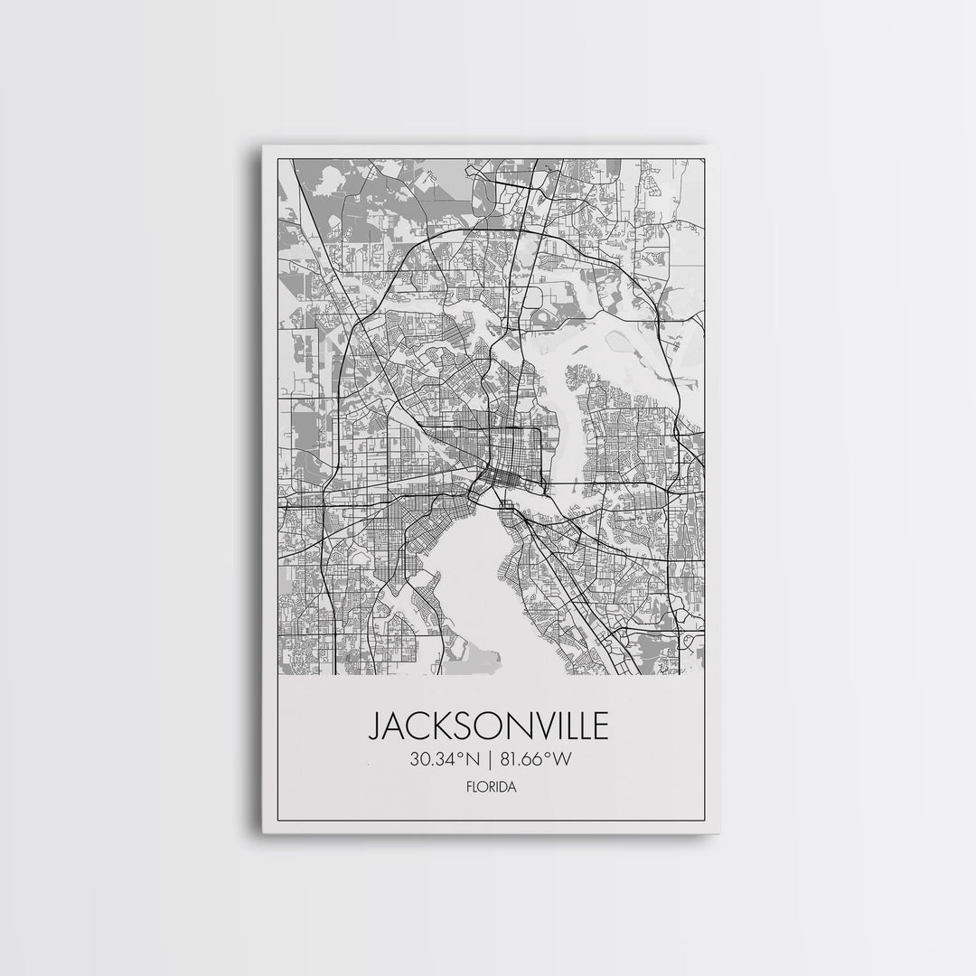 Jacksonville Street Map, Florida Map, City Map Art, Minimalist Art, Wall Art, Canvas Print, Travel Art, Home Wall Art, Travel Gifts For Men