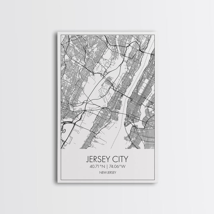 Jersey City Street Map, New Jersey Map, City Map Art, Modern Wall Art, Wall Art, Canvas Print, Bedroom Print, Travel Wall Décor, Travel Gift