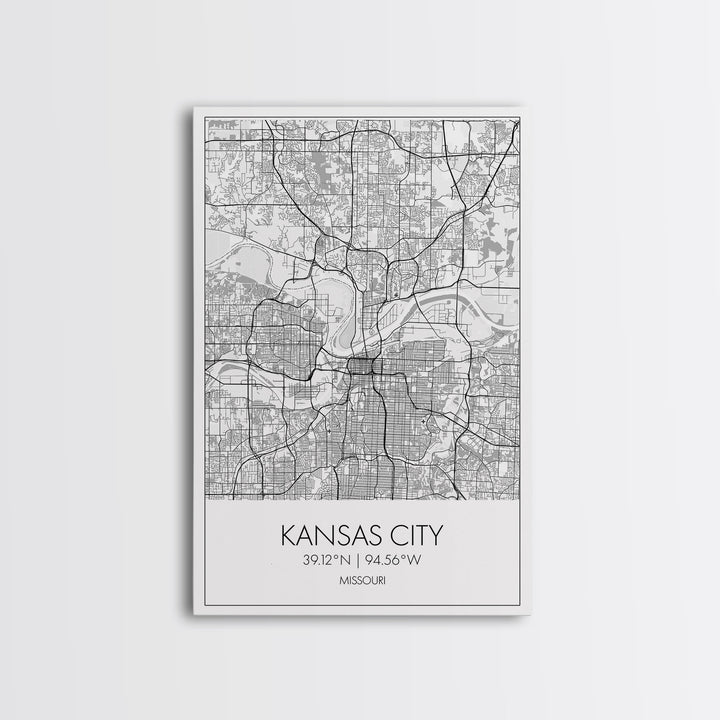 Kansas City Street Map, Missouri Map, City Map Art, Modern Wall Art, Wall Art, Canvas Print, Birthday Gift, Master Bedroom, Travel Wall Art