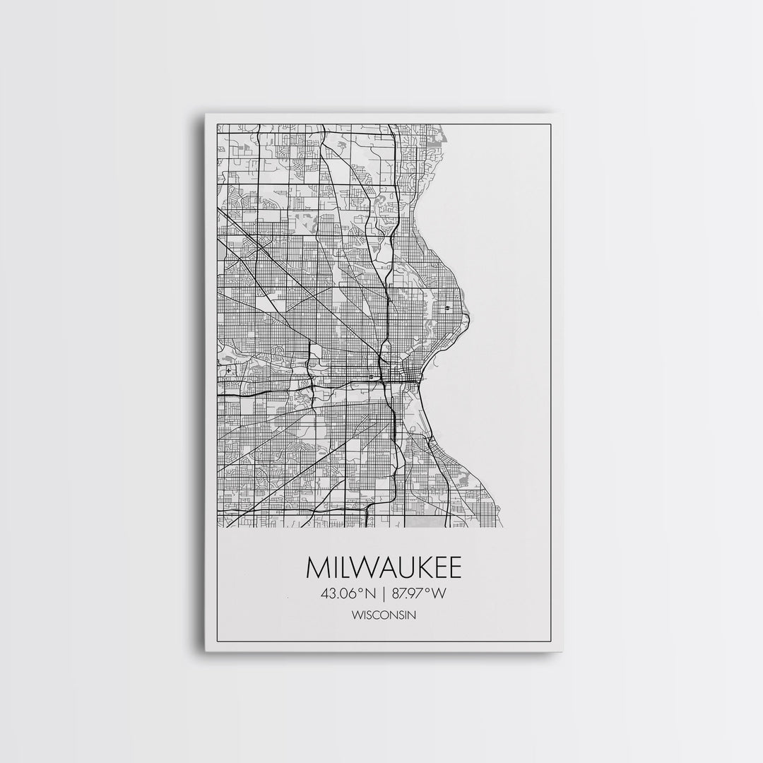 Milwaukee Street Map, Wisconsin Map, City Map Art, Modern Art, Wall Art, Canvas Print, Bedroom Prints, Travel Wall Décor, Friend Gift