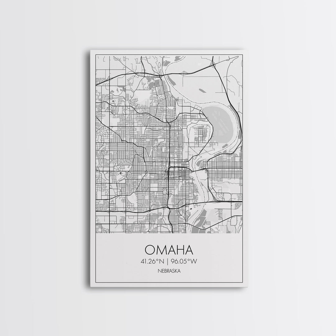 Omaha Street Map, Nebraska Map, City Map Art, Modern Art, Wall Art, Canvas Print, Living Room Wall Art, Travel Gifts For Men, Travel Art