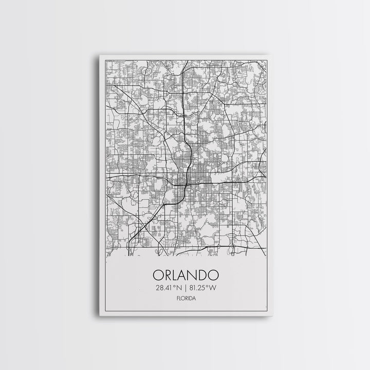 Orlando Street Map, Florida Map, City Map Art, Modern Art, Wall Art, Canvas Print, Master Bedroom Décor, Aviation Gifts, Travel Wall Art