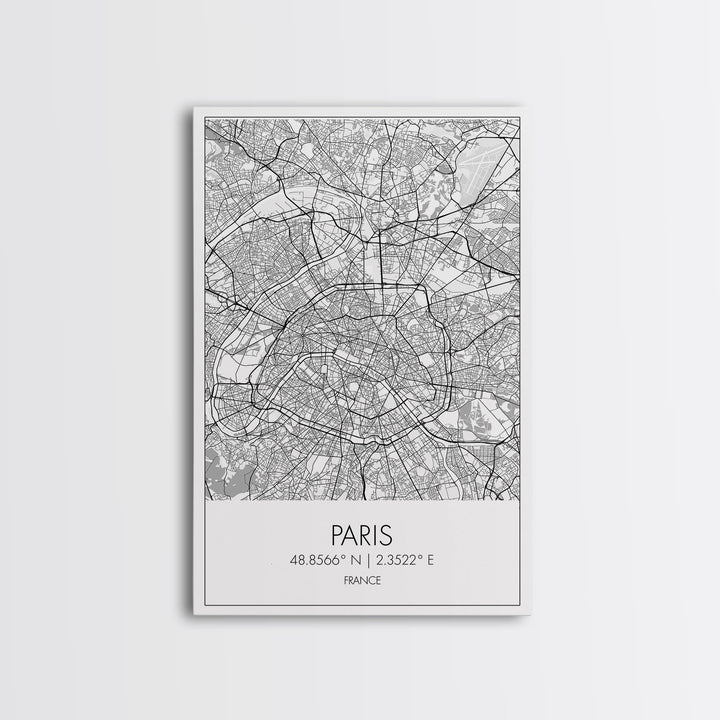 Paris Street Map, France Map, Europe City Map Art, Minimalist Art, Wall Art, Canvas Print, Bedroom Art, Gift For Traveler, Travel Wall Print