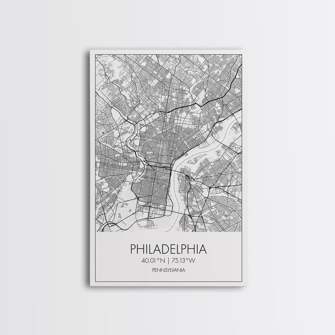 Philadelphia Street Map, Pennsylvania Map, City Map Art, Minimalist Art, Wall Art, Canvas Print, Bedroom Print, Gift For Him, Travel Print