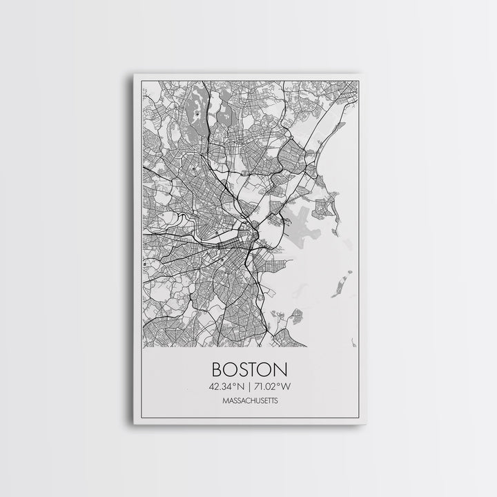 Boston Street Map, Massachusetts Map, City Map Art, Modern Art, Wall Art, Canvas Print, Wall Art For Bedroom, Gifts For Him, Travel Décor