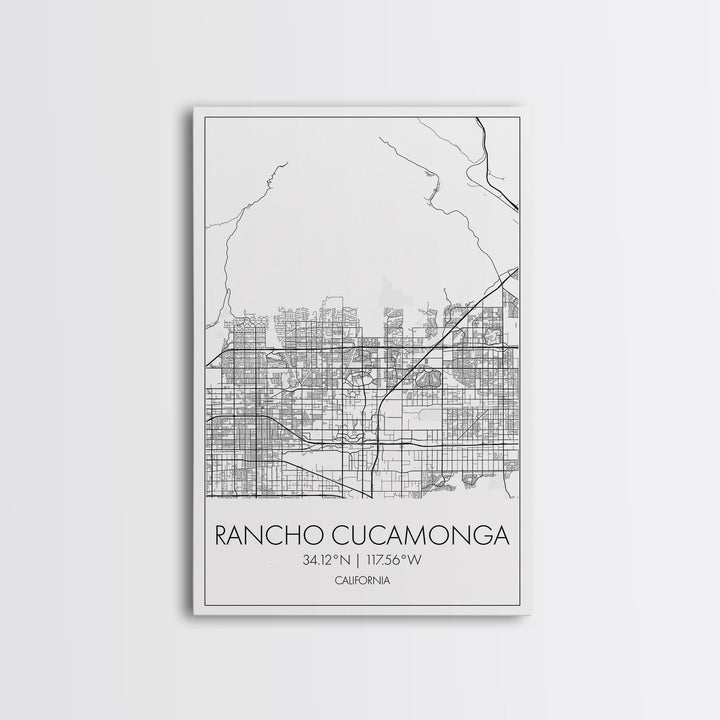 Rancho Cucamonga Street Map, California Map, City Map Art, Minimalist Art, Wall Art, Canvas Print, Office Wall Art, Bon Voyage Gift