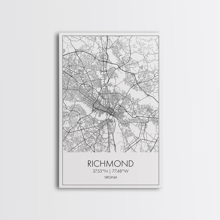 Richmond Street Map, Virginia Map, City Map Art, Minimalist Art, Wall Art, Canvas Print, Farmhouse Wall Décor, Wedding Gift, Travel Art