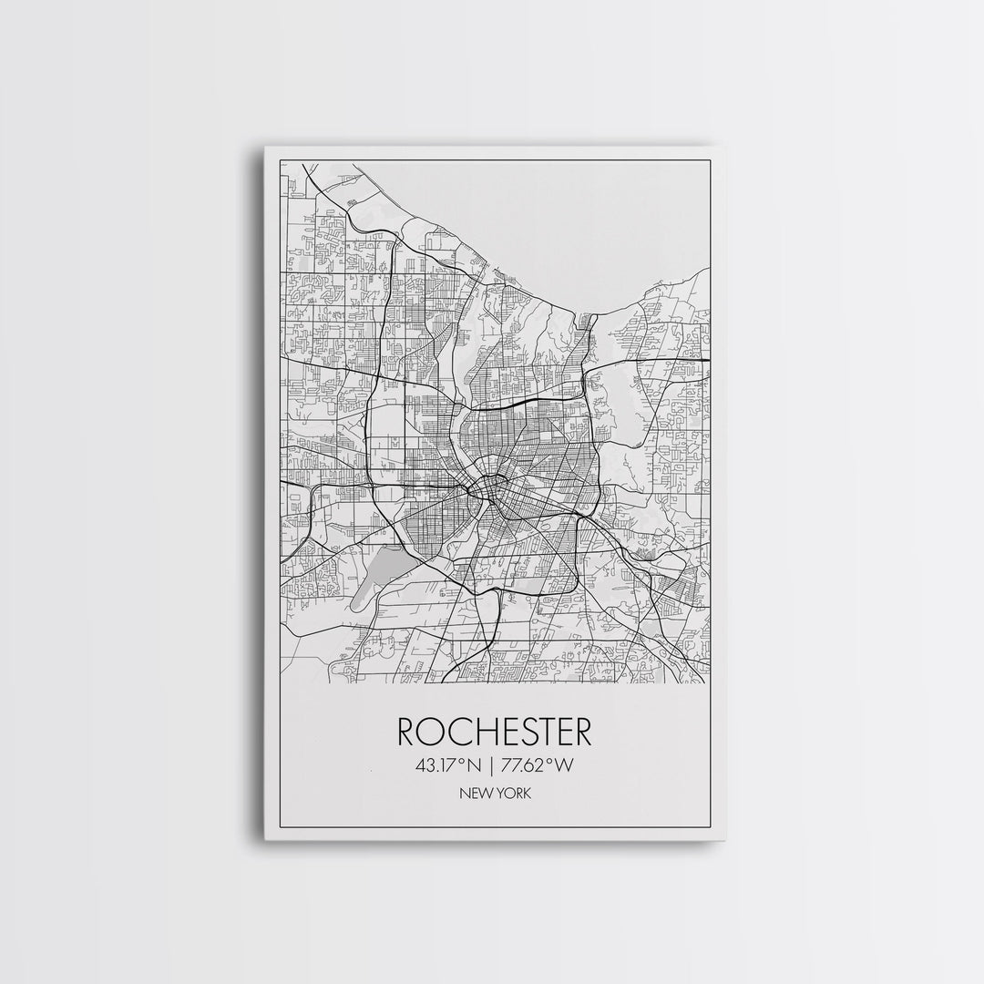 Rochester Street Map, New York Map, City Map Art, Minimalist Art, Wall Art, Canvas Print, Boys Room Décor, Best Friend Gift, Travel Print