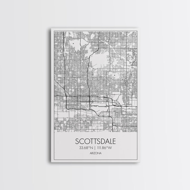 Scottsdale Street Map, Arizona Map, City Map Print, Minimalist Art, Wall Art, Canvas Print, Home Office Art, Gift For Her, Travel Wall Print