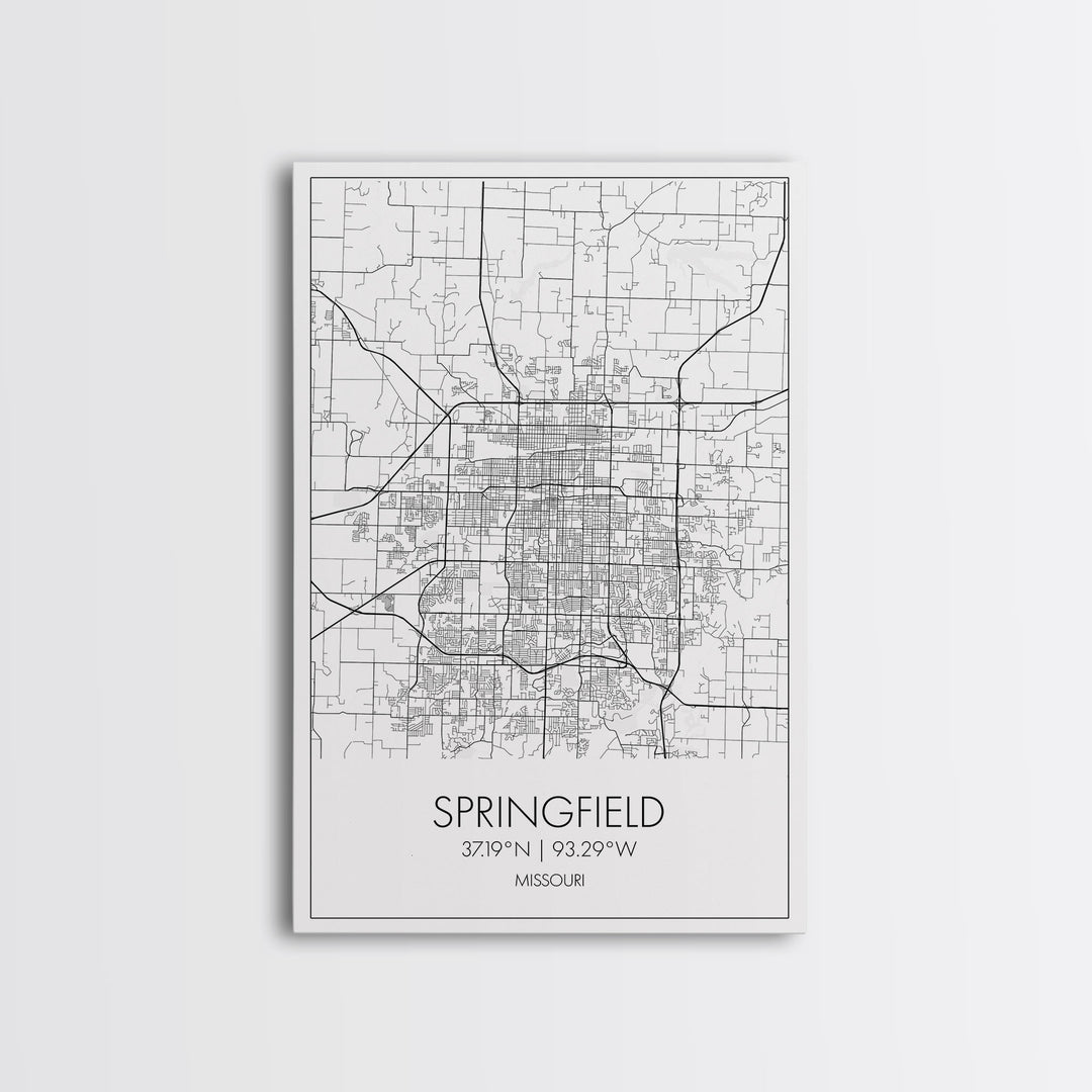 Springfield Street Map, Missouri Map, City Map Print, Modern Wall Art, Wall Art, Canvas Print, Bedroom Wall Décor, Gifts For Couple