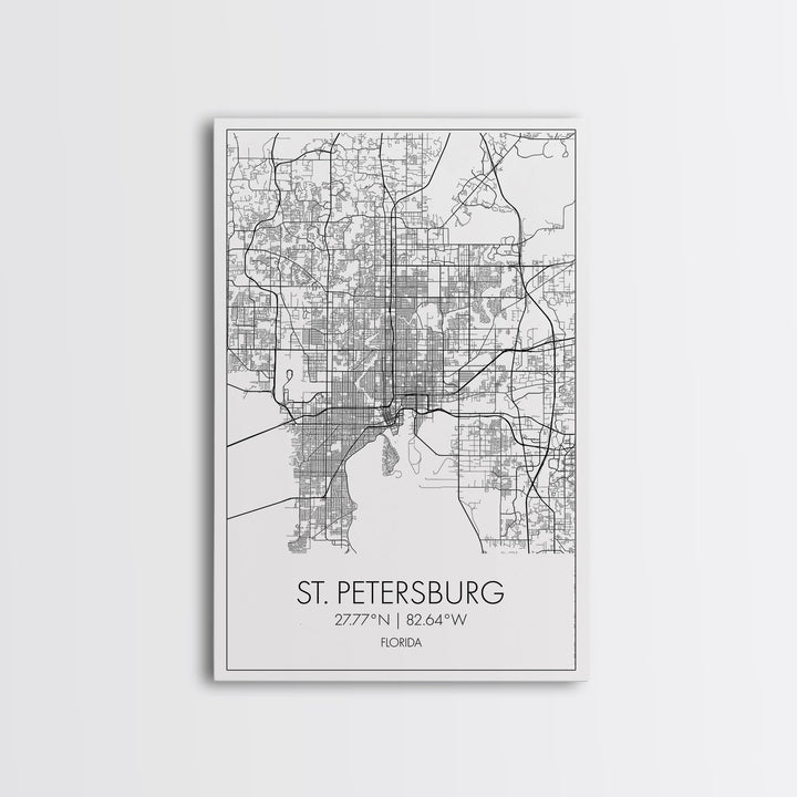 St Petersburg Street Map, Florida Map, City Map Print, Modern Wall Art, Wall Art, Canvas Print, Office Wall Art, Bon Voyage Gift, Travel Art