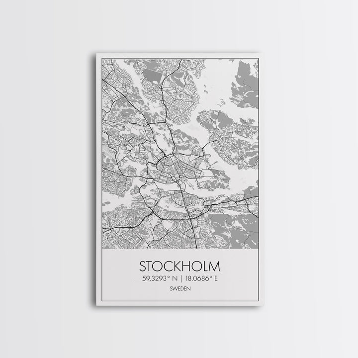 Stockholm Street Map, Sweden Map, Europe City Map Print, Modern Wall Art, Wall Art, Canvas Print, Dorm Room Décor, Wedding Gifts, Travel Art