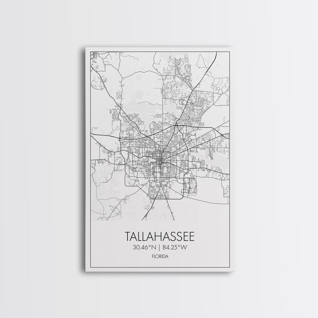 Tallahassee Street Map, Florida Map, City Map Print, Modern Wall Art, Wall Art, Canvas Print, Wall Art Canvas, Gift For Women, Travel Print