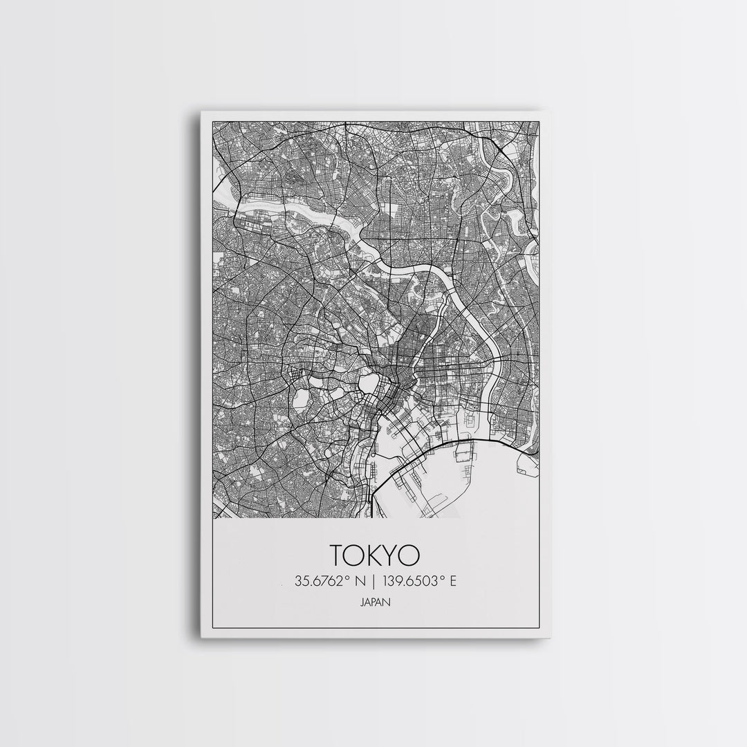 Tokyo Street Map, Japan Map, Asia City Map Print, Modern Wall Art, Wall Art, Canvas Print, Graduation Gift, Home Office Décor, Travel Print