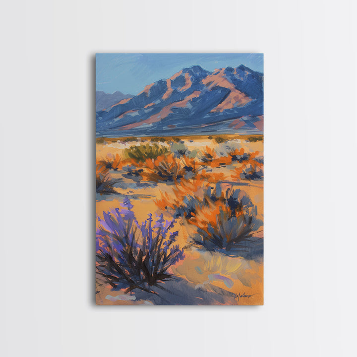 Majestic Desert Mountains and Vegetation, Scenic Wall Art for Living Room or Bedroom, Framed Canvas Print for Home Decor