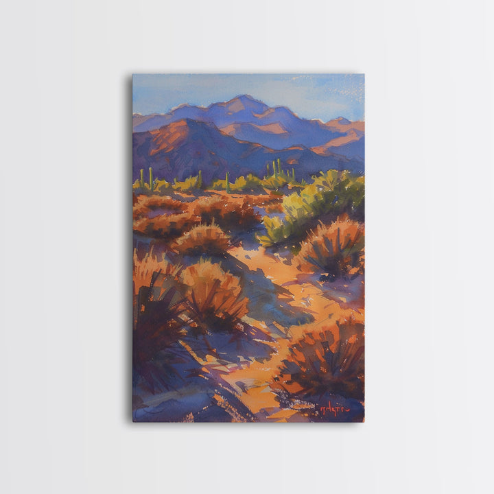 Vibrant Desert Landscape with Mountains, Stunning Wall Art for Living Room or Bedroom, Framed Canvas Print for Home Decor