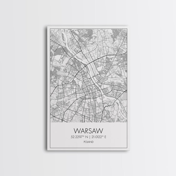 Warsaw Street Map, Poland Map, Europe City Map Print, Minimalist Art, Wall Art, Canvas Print, Living Room Wall Art, Friends Gift, Travel Art